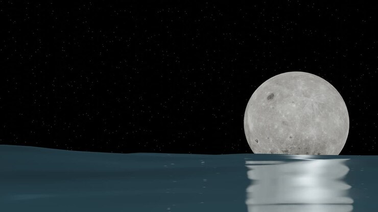 Lua giratória com mar