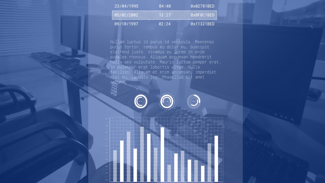 Animation of data processing over computers in office