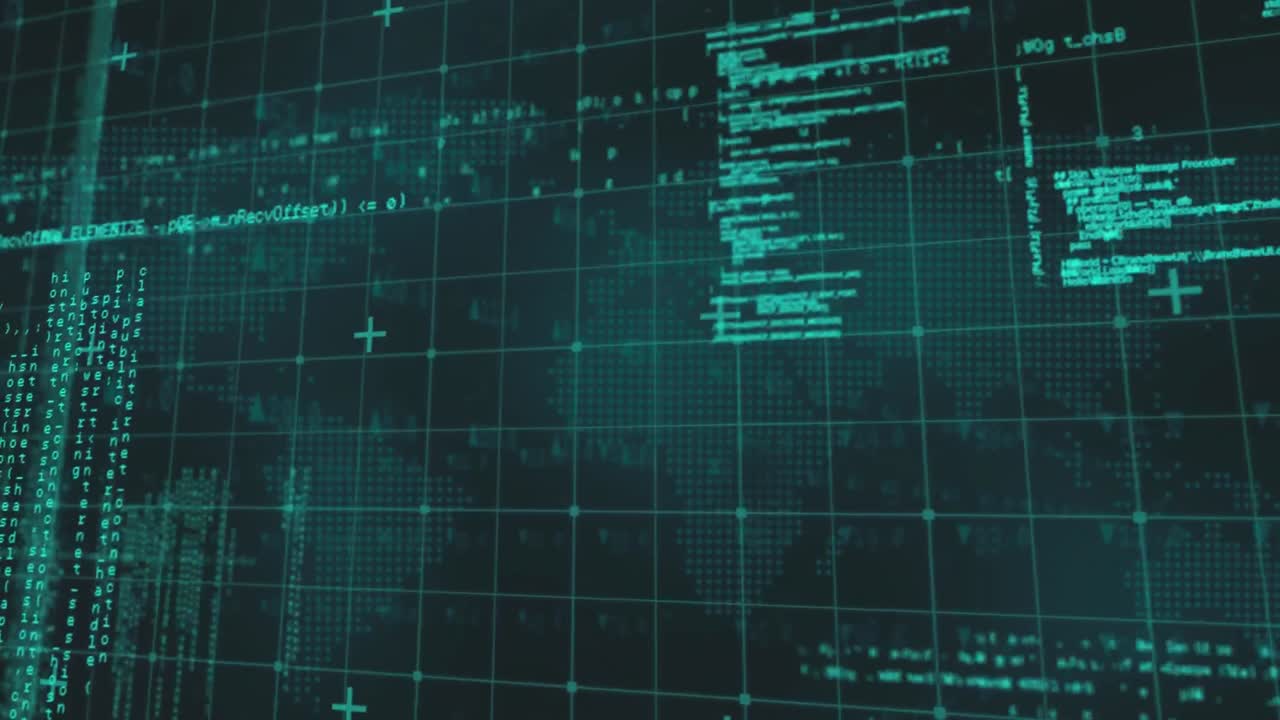 Animation of digital data moving on back background