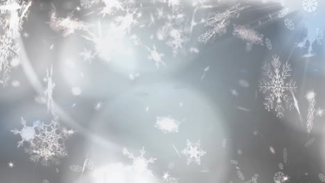 falling snowflakes animation over blurred winter background