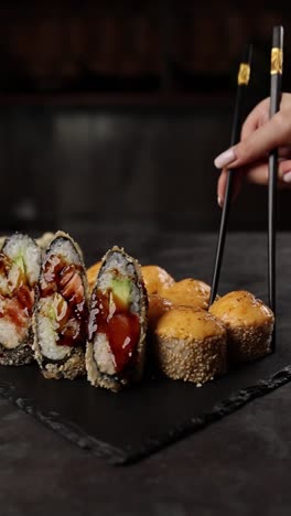 delicious variety of sushi rolls