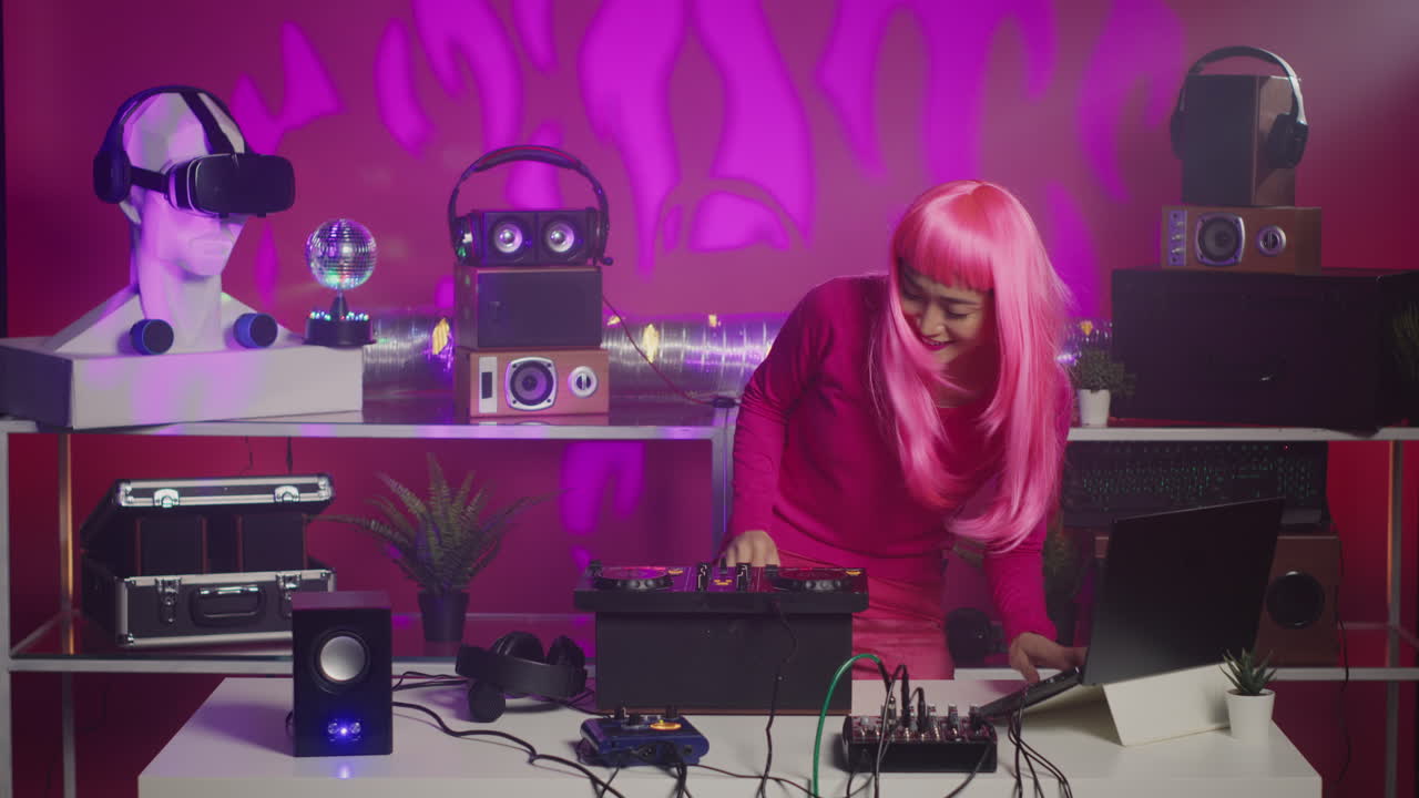 Woman DJ with Pink Hair