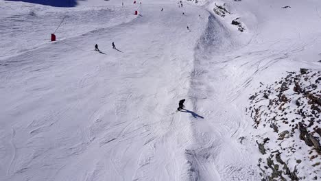 skiing and snowboarding at a mountain resort