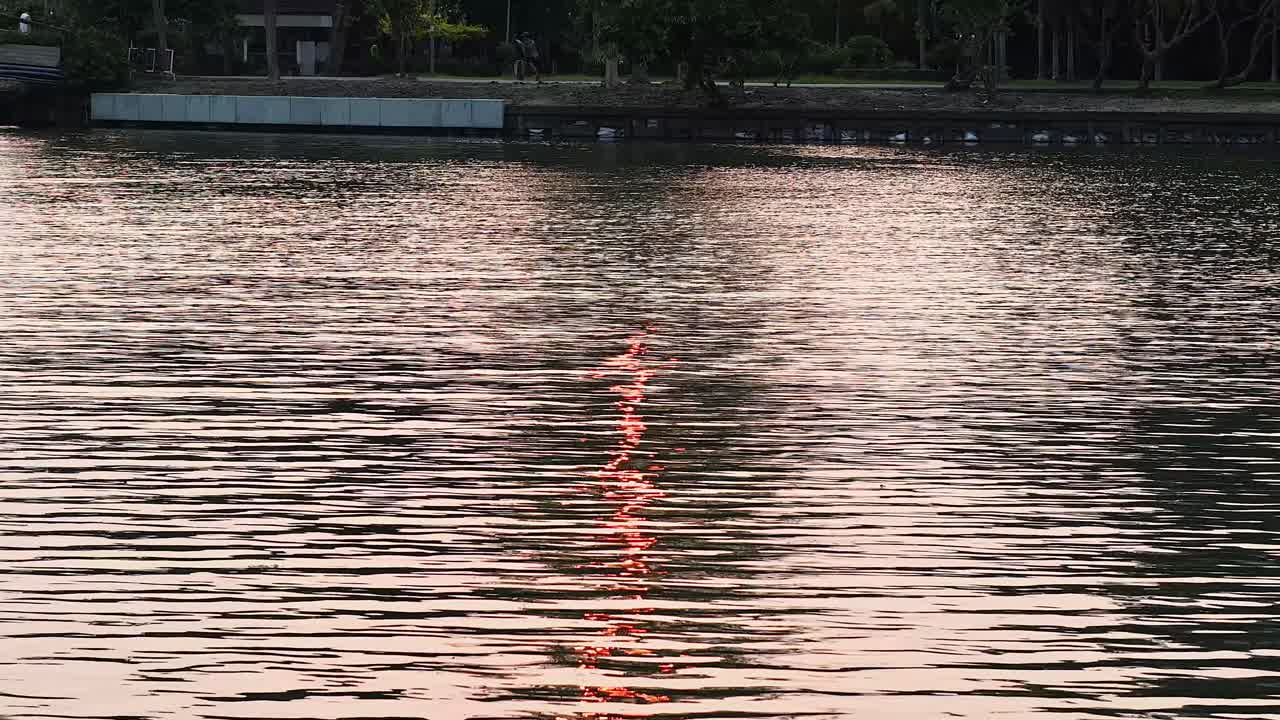 la luz del sol se refleja en el río con sombras