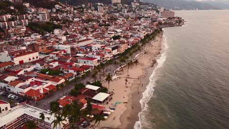 el malecon boardwalk aerial drone view approach mexico, jalisco, puerto vallarta, old town