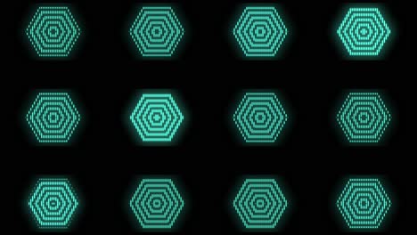 patrón geométrico hexagonal azul neón