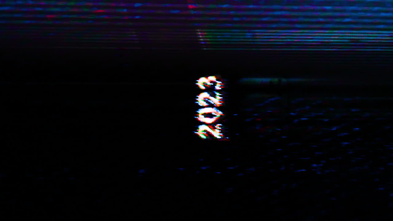 pixel de glitchy extremo que se extiende a través del año 2023 con gradiente azul fondo ruidoso, vertical