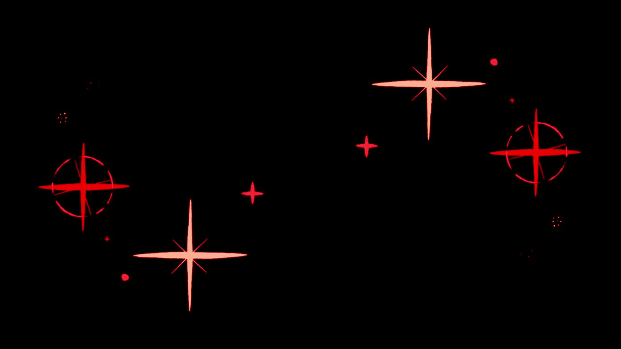 애니메이션 빨간 별은 검은 바탕에 반이는 모양입니다.