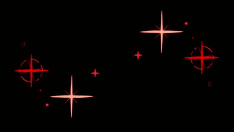 animación estrellas rojas en forma de chispas en fondo negro.