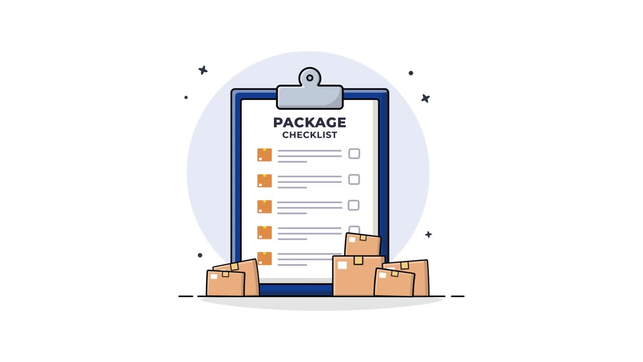 Checklist Pacco Animata con Scatole di Consegna