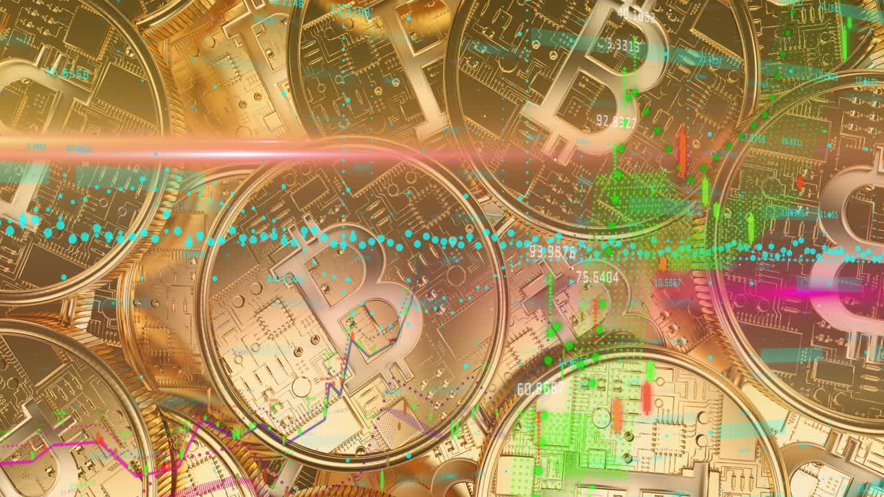 procesamiento de datos financieros contra bitcoins de oro.