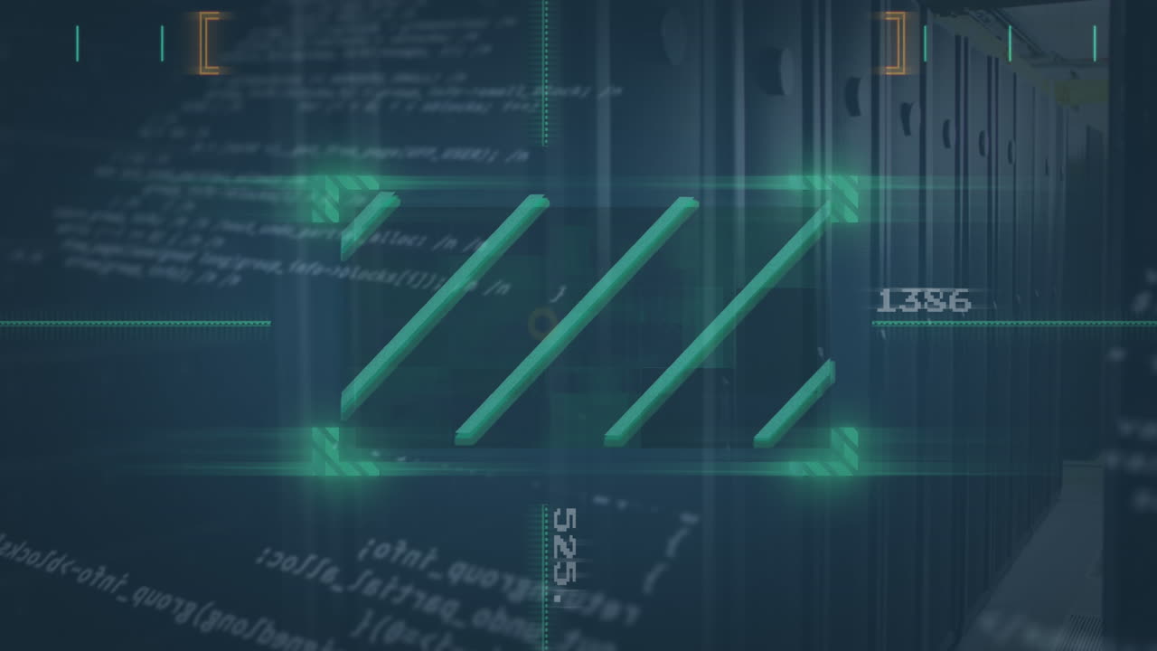 Animation of data processing over server room