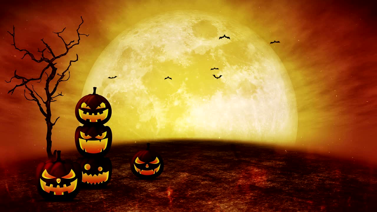 halloween cabeza de calabaza jack linterna, noche espeluznante, bucle