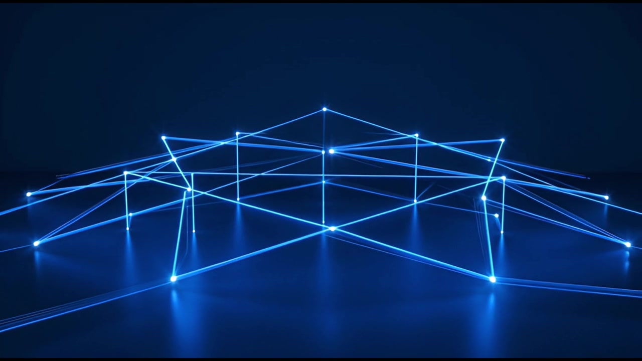 Abstract Glowing Blue Network Lines Connecting in Dark Space
