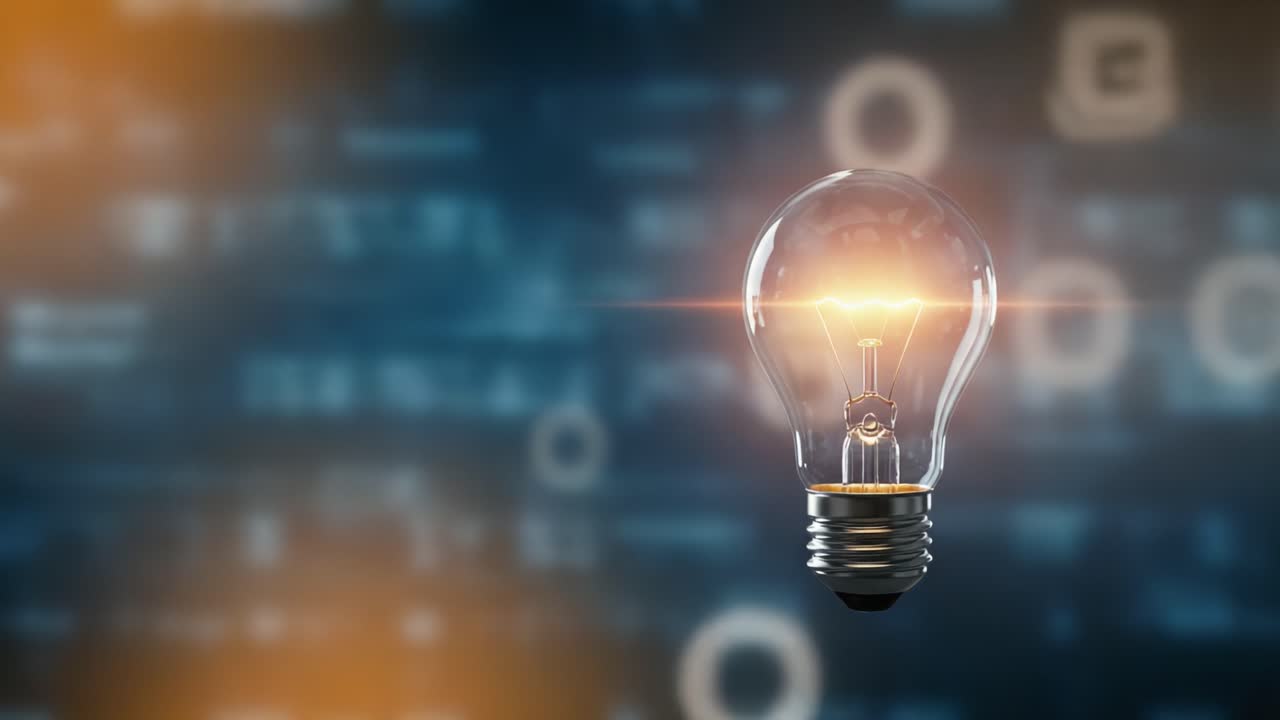 A Brilliant Concept: An Illuminating Light Bulb Against a Digital Background, Symbolizing Innovation, Ideas, and Technological Advancement