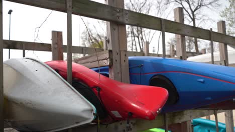 assorted colored kayaks red blue gray silver 4k