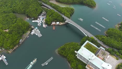 Vista-Aérea-4k,-Bahía-Y-Puente-De-Kashikojima,-Prefectura-De-Mie-Japón