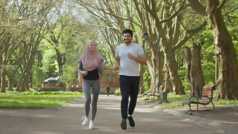 couple jogging in a park