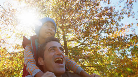 Papá-Al-Aire-Libre-Con-Su-Hijo-En-La-Espalda