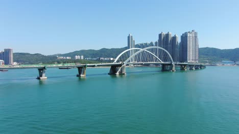 hong kong cross bay link construction project, a dual two-lane bridge connecting tseung kwan o lam tin tunnel to wan po road, aerial view