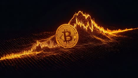 an illustrative representation of cryptocurrency trends depicting bitcoin with dynamic graphical elements emphasizing market fluctuations in digital finance