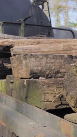 stacked logs on a trailer