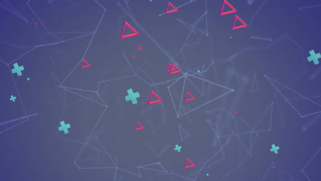 animación de formas abstractas que se mueven sobre conexiones en fondo púrpura