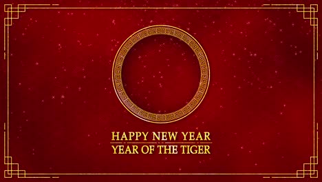 motion graphic of golden circle with chinese new year and year of the tiger 2022 as a new year of china festival on dark red background seamless loop video