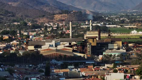 establishing view of the sugar cane processing factory in tamazula de gordiano