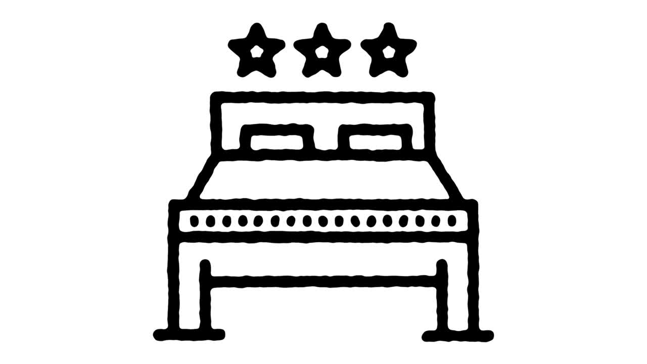 reserva de hoteles animación del icono de la línea de dibujo de la mano