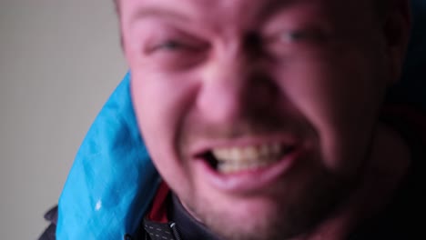 Angry man close-up portrait