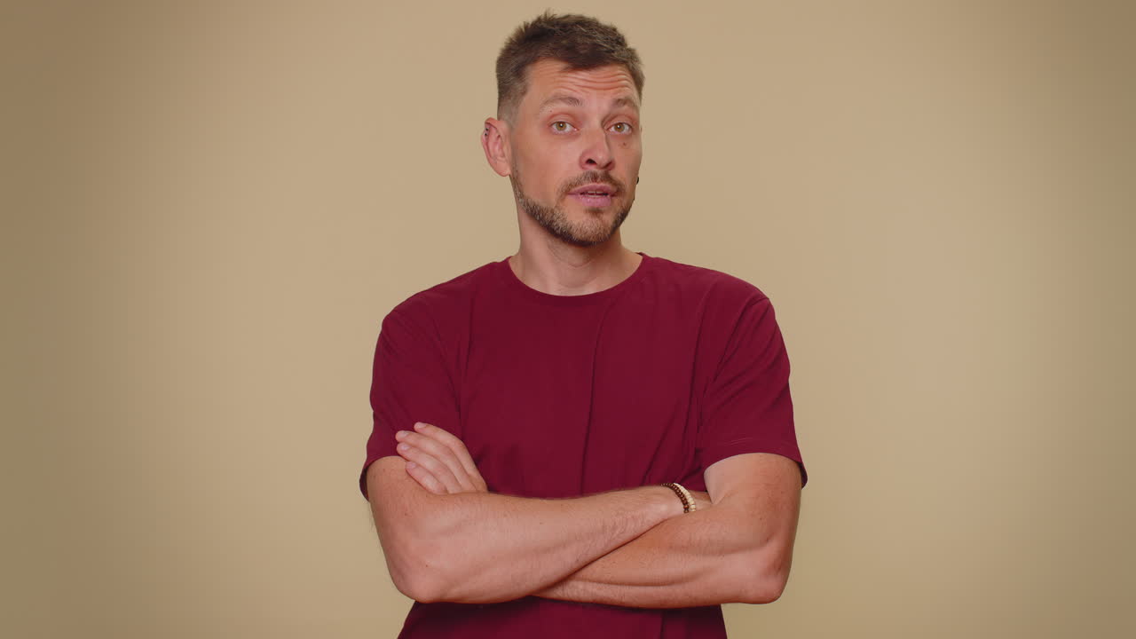 Offended man having misunderstanding, frustrated after quarrel, ignores communication, talk