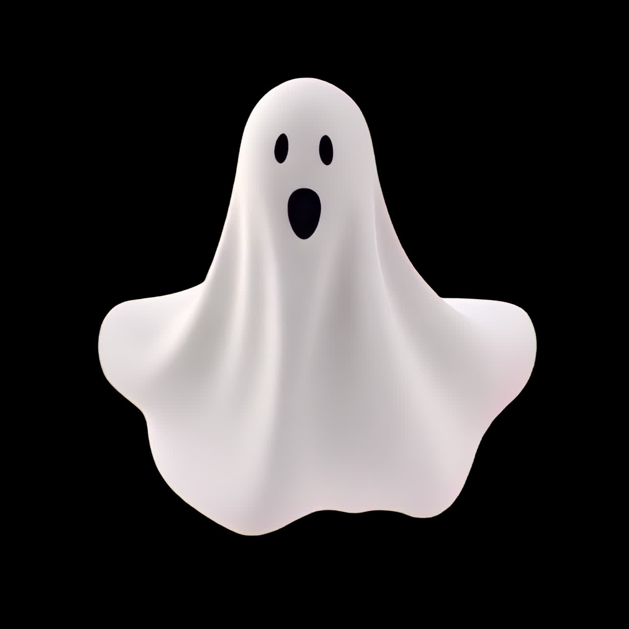 Cute 3d ghost animation isolated asset, transparent 4K video, alpha channel, ProRes 4444