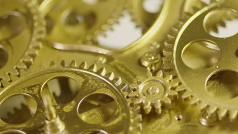 working golden gears with cogs in action