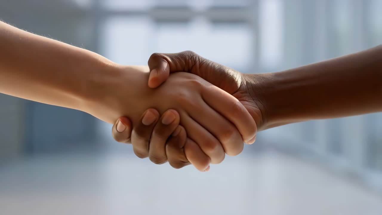 Interracial Handshake Represents Diversity and Inclusion