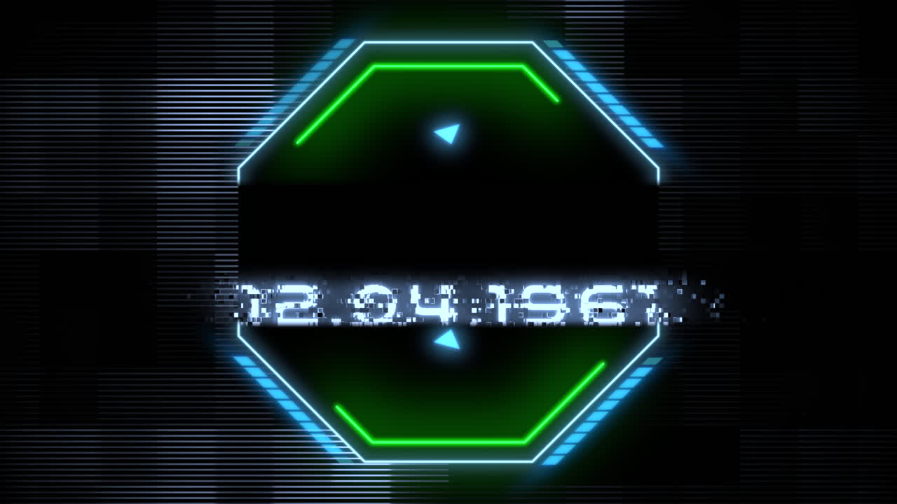 Futuristic neon sign for 12.04.1961 text with bright blue lights on a grid background