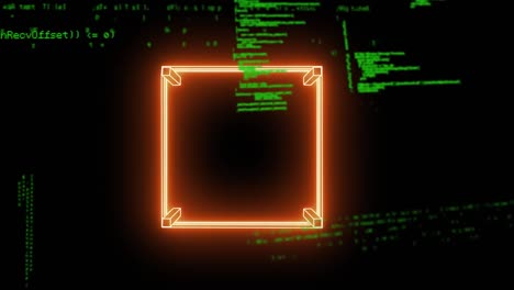 animación del procesamiento de datos sobre el ring de boxeo de neón