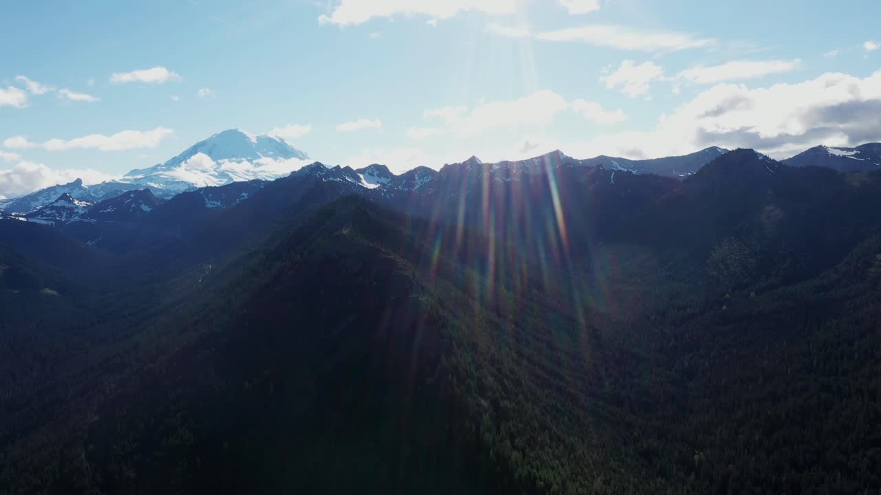 Mt Rainier short pan right with lens glare