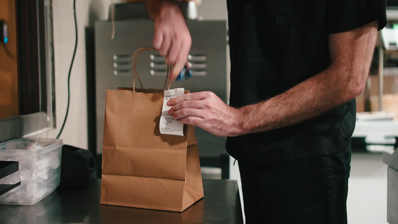 Preparazione di un ordine da asporto con ricevuta