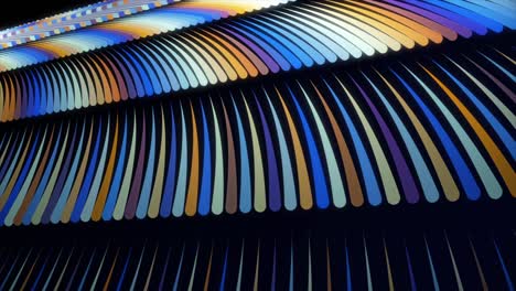 fondo abstracto de líneas multicolores que se mueven rápidamente en filas en el fondo negro. animación. animación de bucle sin costuras. rayas gruesas brillantes volando