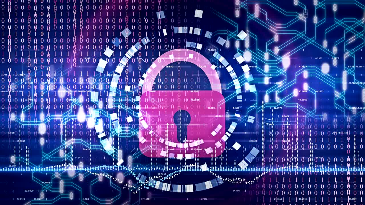 Animation depicting the concept of cyber security.
