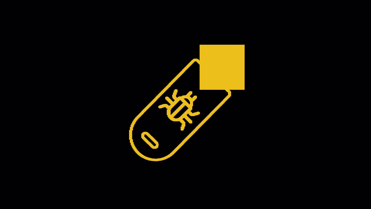 Animated Icon of a Bug on a Smartphone Screen with Scanning Square