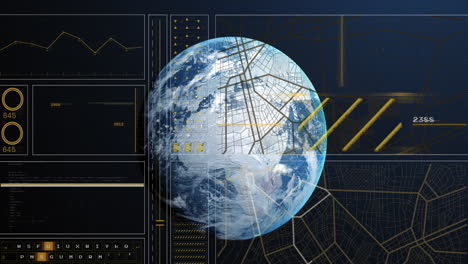 animation of data processing over globe