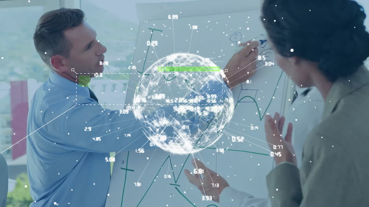 animación de la red de conexiones con el mundo a través de diversas personas de negocios en la oficina