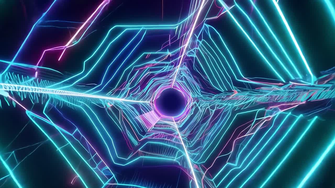 Abstract Glowing Neon Tunnel