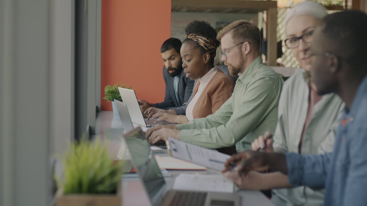 Diverse Team Working in a Modern Office
