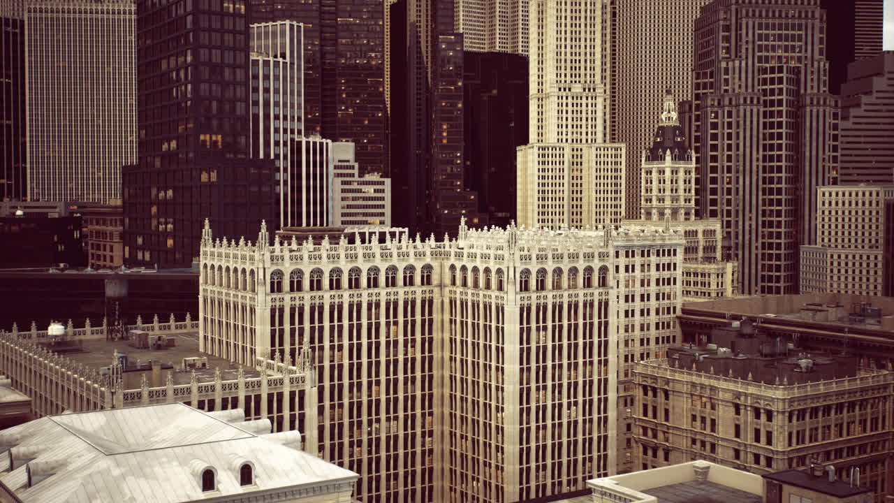 City skyline showcasing diverse architectural styles in urban environment