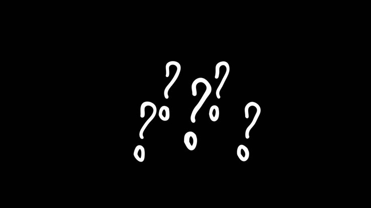 Hand Drawn White Question Marks on Black Background