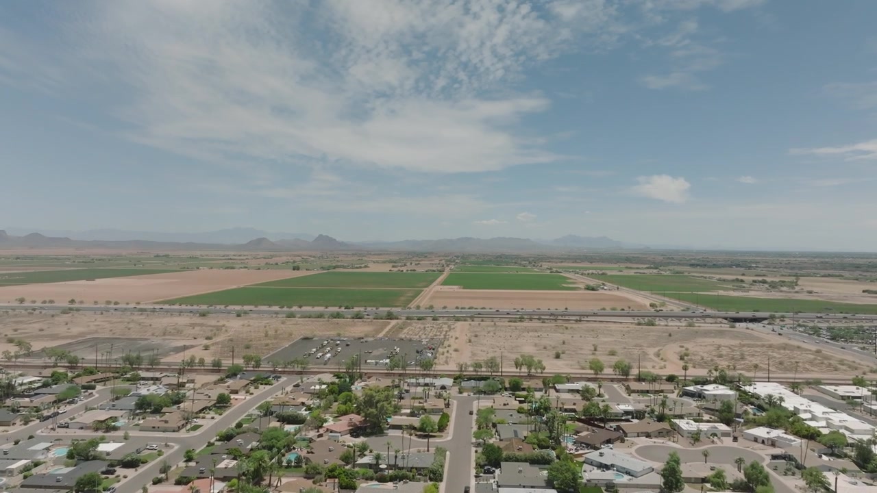 Drone footage of Scottsdale Arizona wit the mountains in the background