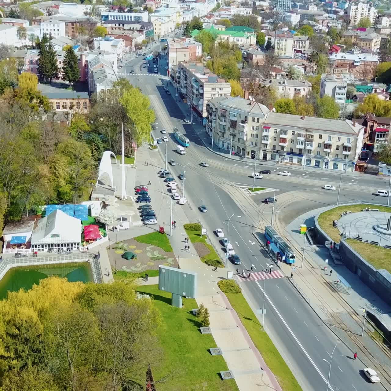 Aerial view of the city center